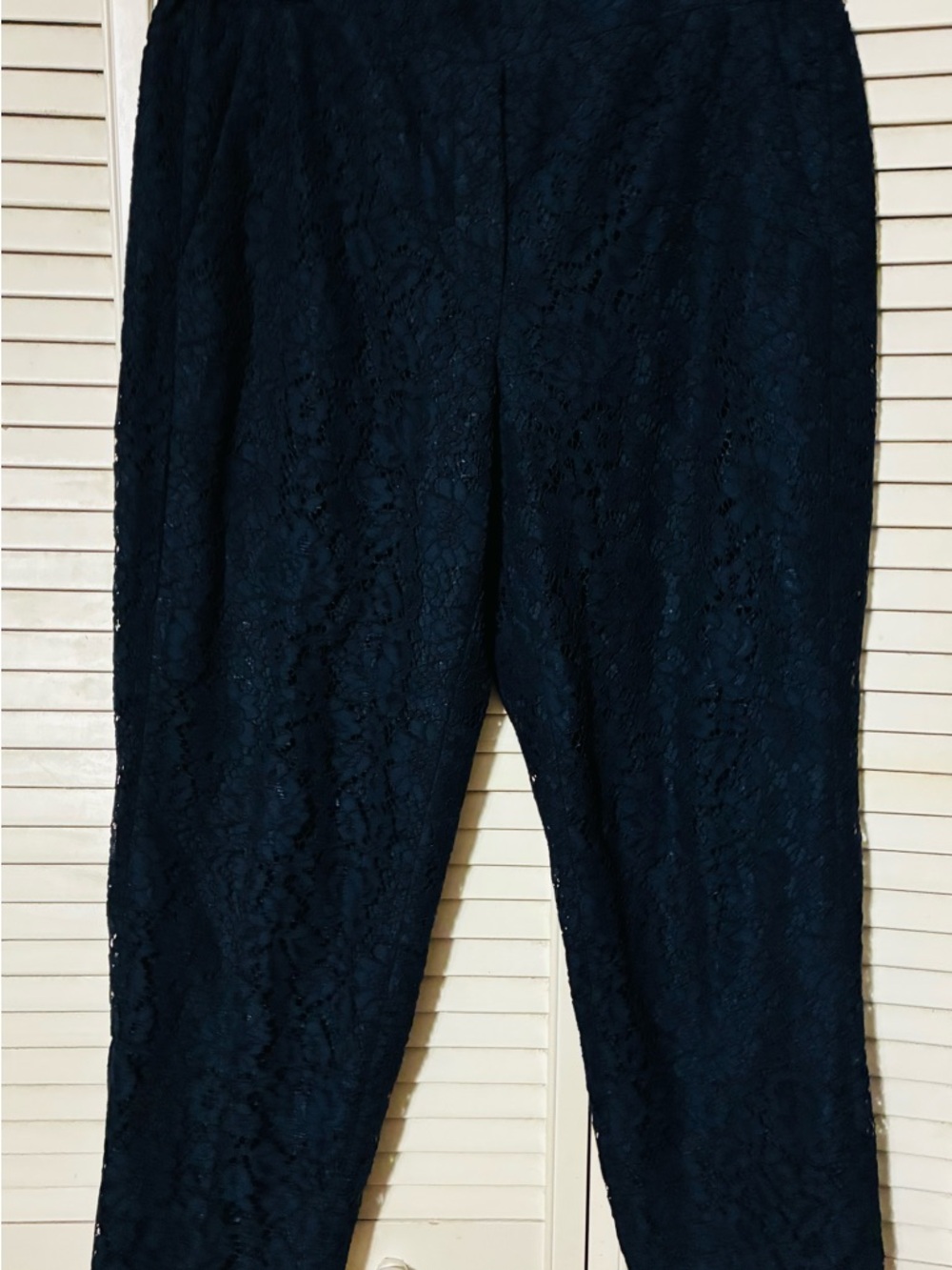 J Crew 12 Tall Women's Navy Lace Pull-On Pants